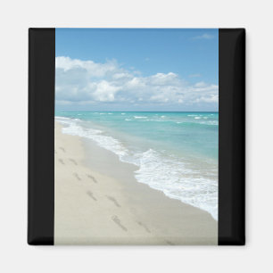 Fotavtryck på White Sandy Beach, Scenia Aqua Blue Magnet