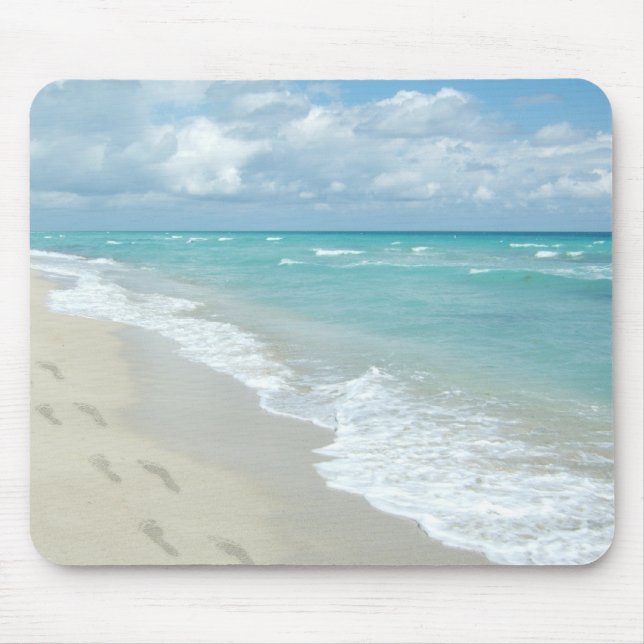 Fotavtryck på White Sandy Beach, Scenia Aqua Blue Musmatta (Framsidan)