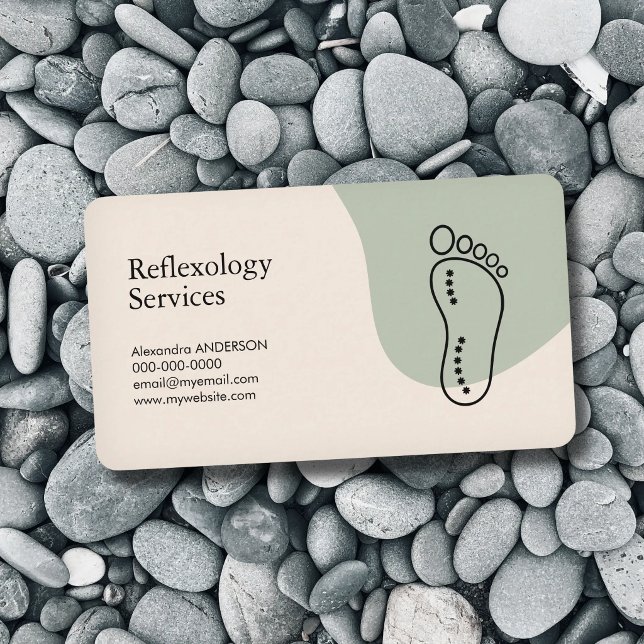 Fotavtryck - Reflexologi Visitkort (Outline Footprint - Reflexology Business Card)
