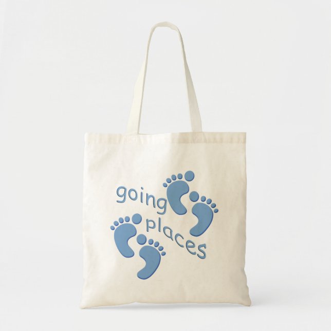 Fotavtrycksblocket Pojke Little Feing Going Ställe Tygkasse (Framsidan)