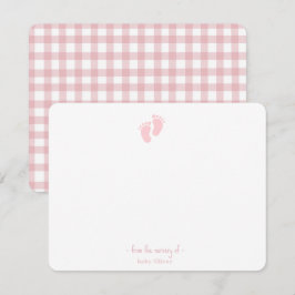 Fotavtrycksflicka för Cute Rosa Baby Nursery Tack Kort