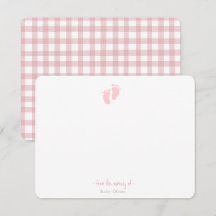 Fotavtrycksflicka för Cute Rosa Baby Nursery Tack Kort