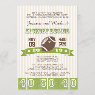 FOTBALL KICKOFF PAR BABY SHOWER INBJUDNINGAR