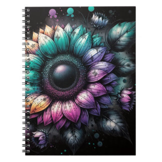 Fotbok för solros Rainbow Stänk Spiral Anteckningsbok