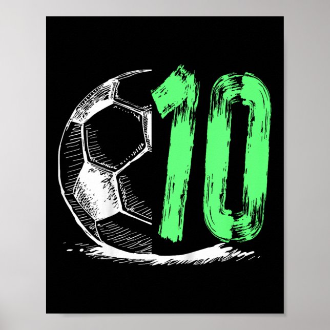 Fotboll 10 år gammal Födelsedagsfest Poster (Framsidan)