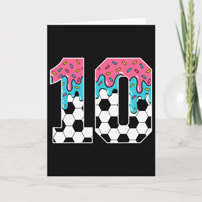 Fotboll 10-årig Glass Dropp Ungdom 10-års Födelsed Kort (Framsida)