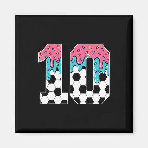 Fotboll 10-årig Glass Dropp Ungdom 10-års Födelsed Magnet