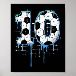 Fotboll 10-årig Glass Dropp Ungdom 10-års Födelsed Poster