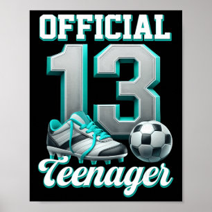 Fotboll 13 Års Födelsedags Pojke Tretton Officiell Poster