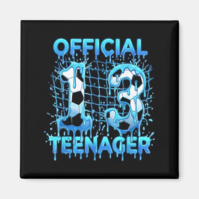 Fotboll 13-årsdag Glass Drip Officiell Tonåring Magnet (Framsidan)