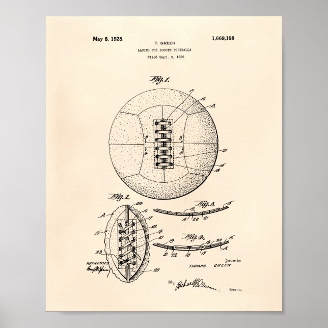 Fotboll 1928 Patent Art - Gamla peper Poster (Framsidan)