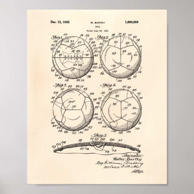 Fotboll 1932 Patent Art - Gamla peper Poster (Framsidan)