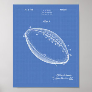 Fotboll 1939 Patent Art - Blåkopia Poster