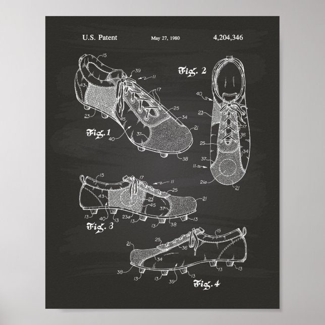 Fotboll 1980 Patent Art - Chalkboard Poster (Framsidan)