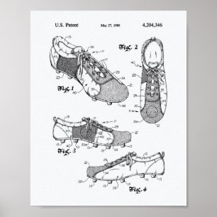 Fotboll 1980 Patent Art - vit Papper Poster
