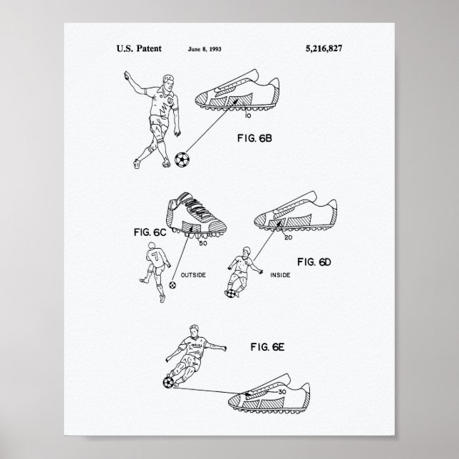 Fotboll 1993 Patent Art - vit Papper Poster (Framsidan)