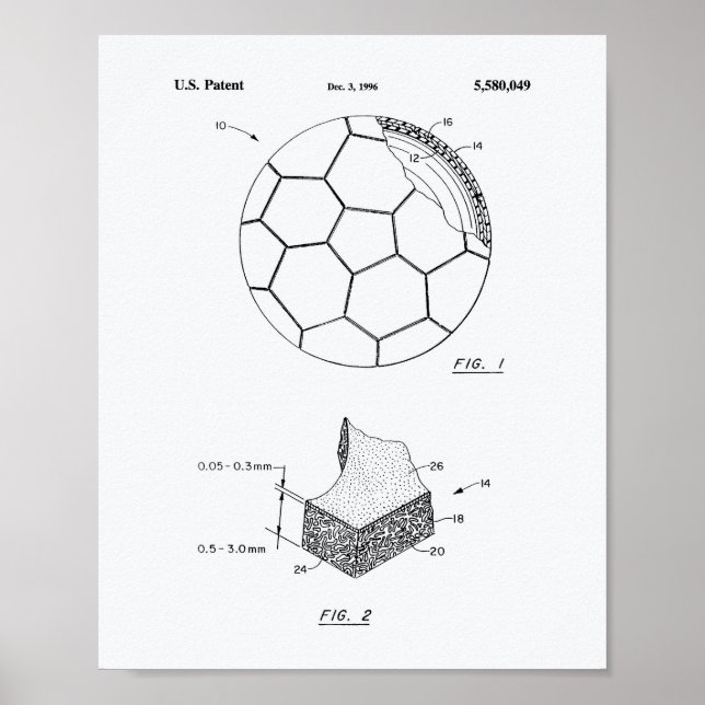 Fotboll 1996: Patent Art - Vitbok Papper Poster (Framsidan)