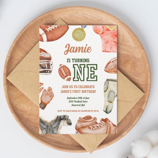 Fotboll 1:a födelsedag - vattenfärg inbjudningar (Skapare uppladdad)