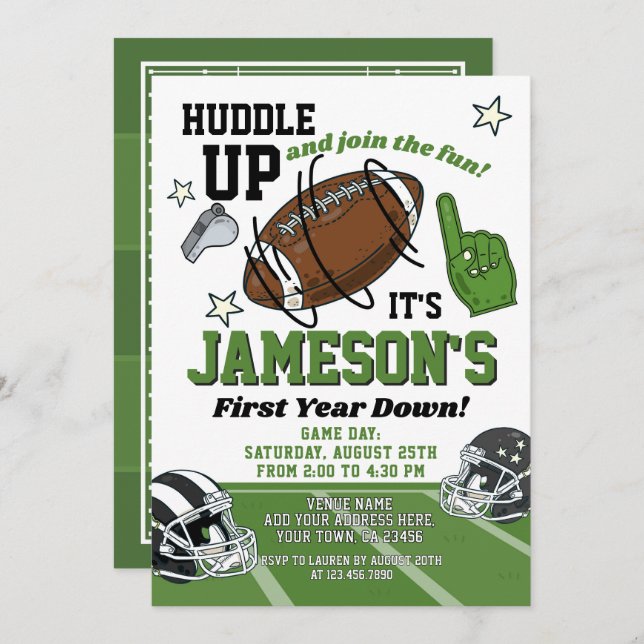 Fotboll 1:a födelsedagsinbjudan inbjudningar (Fram/baksida)