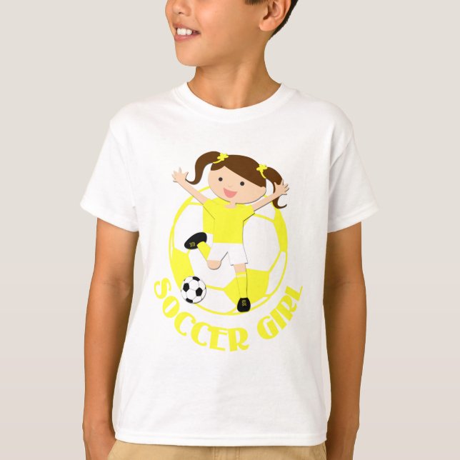Fotboll 1 och Boll Gult och vit v2 T Shirt (Framsida)
