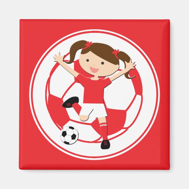 Fotboll 1 och Boll Red and White Magnet (Framsidan)