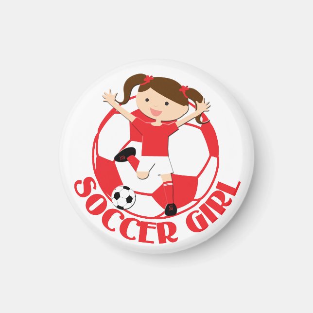 Fotboll 1 och Boll Red and White v2 Magnet (Framsidan)
