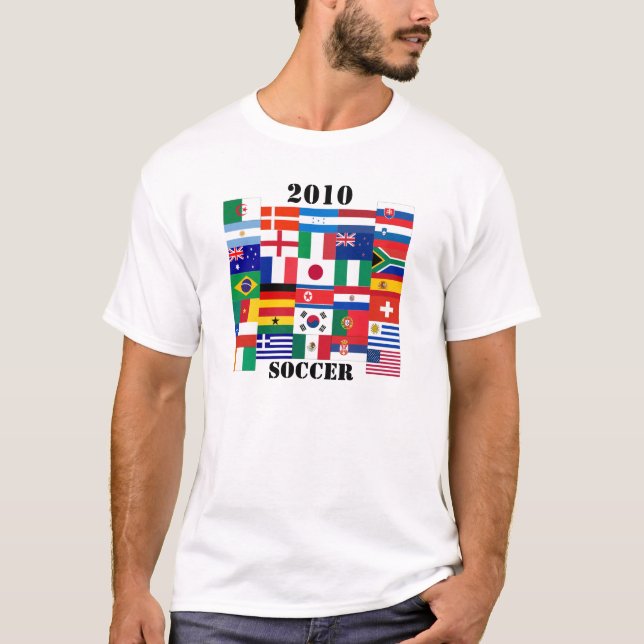 Fotboll 2010 Teams flaggor Tee Shirt (Framsida)