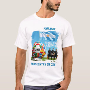 Fotboll 2026 fotboll Argentina Anpassat landsnamn T Shirt