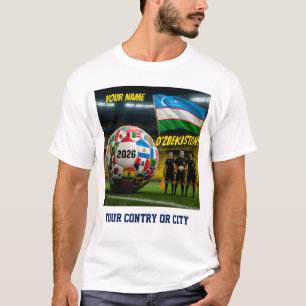 Fotboll 2026 futbol Uzbekistan Anpassat landsnamn T Shirt