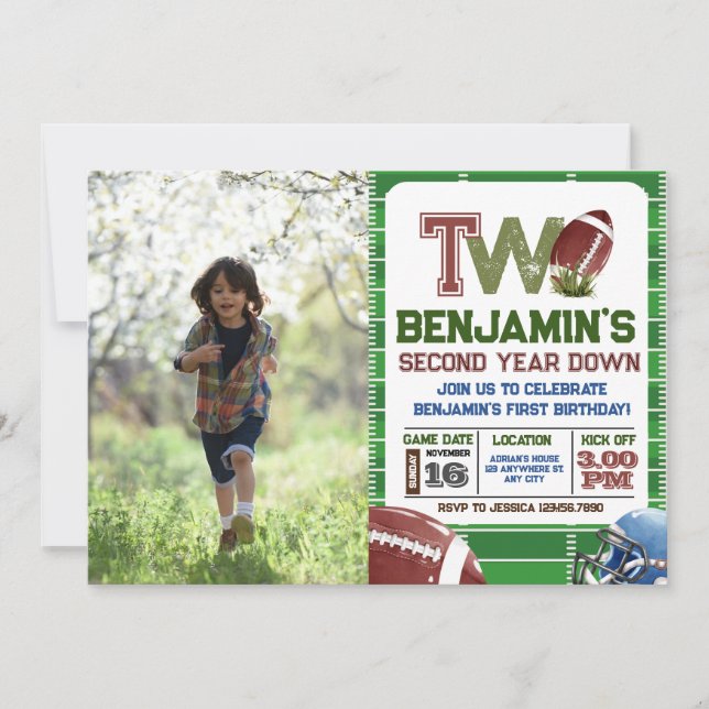 Fotboll 2:a året efter födelsedag inbjudningar (Framsida)