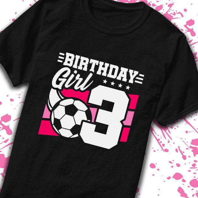 Fotboll 3 år gammal flicka 3:e födelsedagen t shirt (Skapare uppladdad)