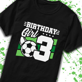 Fotboll 3 år gammal flicka 3:e födelsedagen t shirt