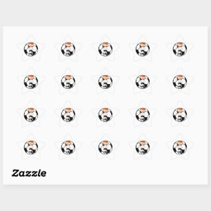 Fotboll 3 och Boll Black and White Stjärnformat Klistermärke