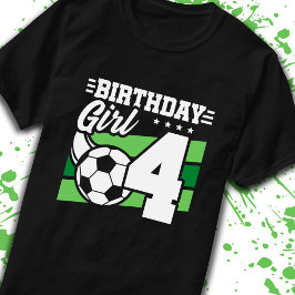 Fotboll 4 år gammal flicka 4e födelsedagen t shirt