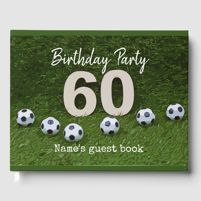 Fotboll 60 år med boll och nummer 60 gästböcker (Framsida)