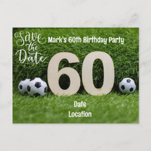 Fotboll 60-årsdag med öl på grönt vykort
