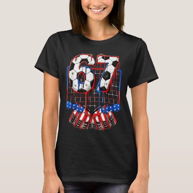 Fotboll 67 Drip Six Seven Gen Alpha Meme Usa F T Shirt (Framsida)