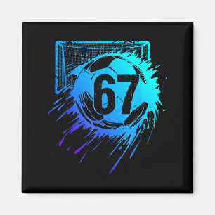 Fotboll 67 Sex Sju Cool Nummer Rollig Fotboll Mem Magnet