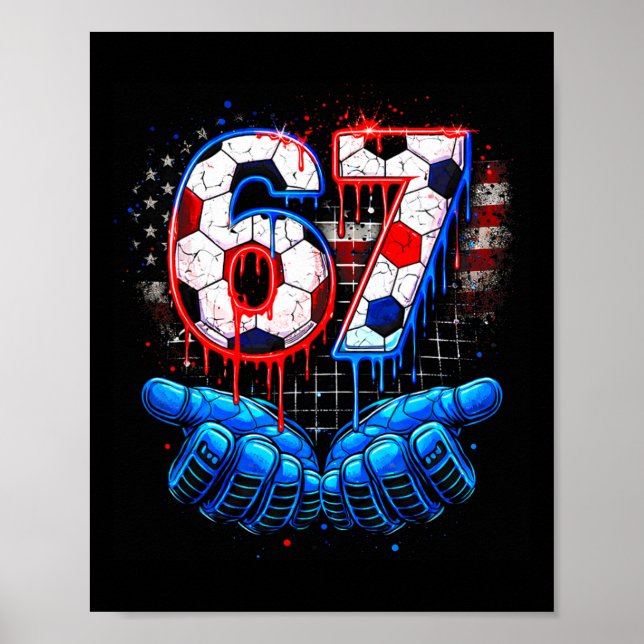 Fotboll 67 Six Seven 4 juli Röd Vit Blå Dri Poster (Framsidan)
