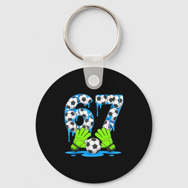 Fotboll 67 Six Seven Gen Alpha Meme Drip 67 Glass Nyckelring (Framsida)