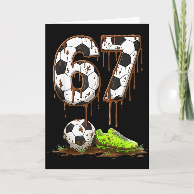 Fotboll 67 Six Seven Meme Pojkar Tonåringar Barn G Kort (Framsida)