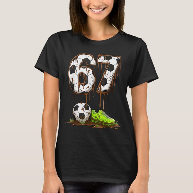 Fotboll 67 Six Seven Meme Pojkar Tonåringar Barn G T Shirt (Framsida)