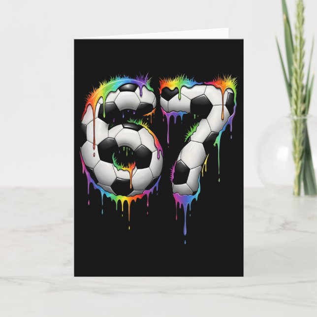 Fotboll 67 Six Seven Rolig Gen Alpha Meme Regnbåge Kort (Framsida)