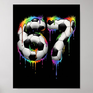 Fotboll 67 Six Seven Rolig Gen Alpha Meme Regnbåge Poster