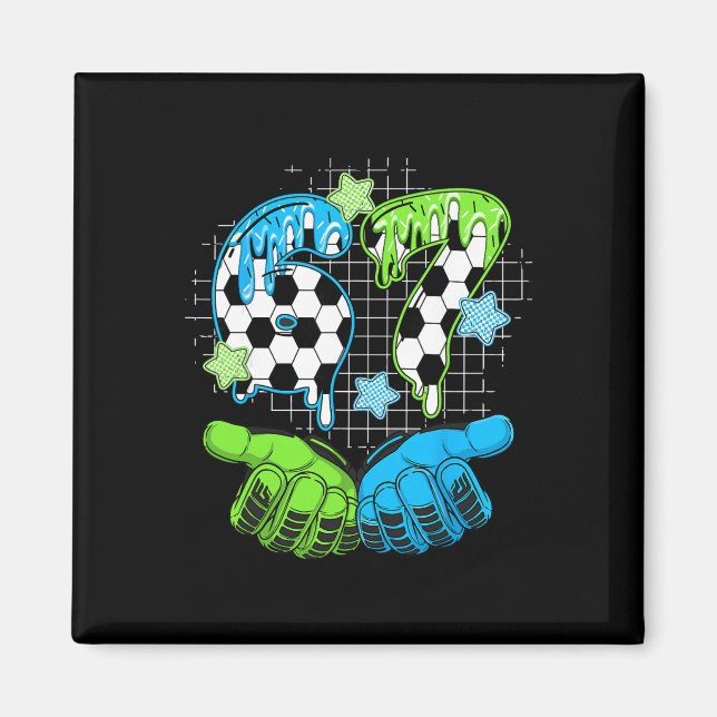 Fotboll 67 Six Seven Roligt Gen Alpha Meme Drip _1 Magnet (Framsidan)