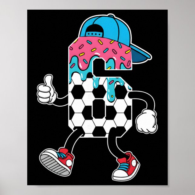 Fotboll 6 år gammal glassdropp ungdom 6-årsfödelse poster (Framsidan)