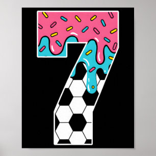 Fotboll 7 År Gammal Glass Dropp Ungdom 7-års Födel Poster