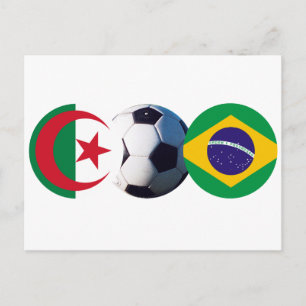 Fotboll Algeriet och Brasilien Flaggor MUSEUM Zazz Vykort