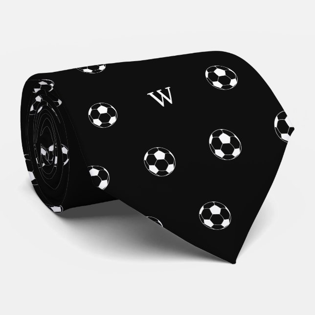 Fotboll Älskare Gift Monogram Initialer Black Slips (Rullad)