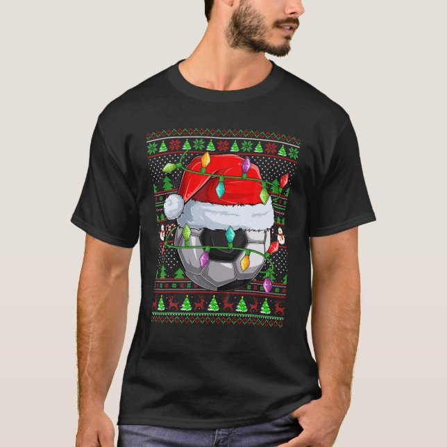 Fotboll Älskare Matching Santa Ugly Ocer Chr T Shirt (Framsida)